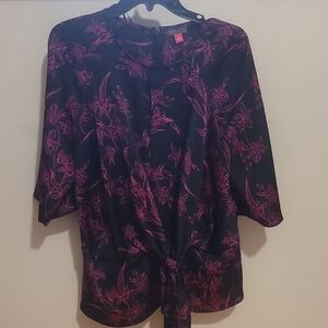 Floral Black and Pink Women's Top